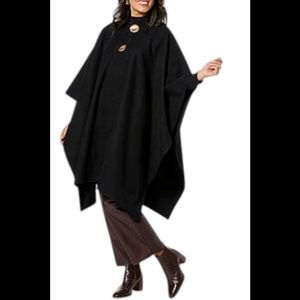 Allison Brown NY Women's Dramatic Cape w Mega Buttons Black - Regular